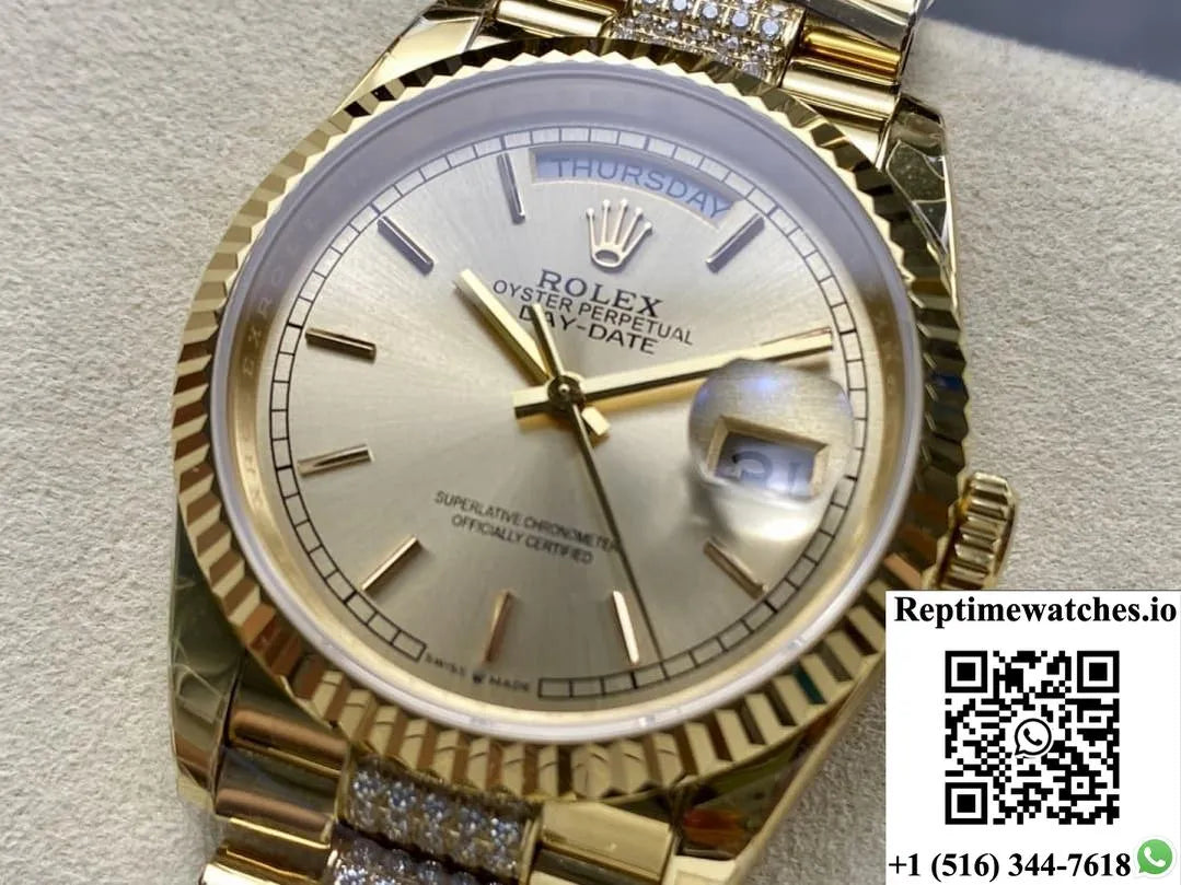 Rolex Day-Date M128238-0046 8+ Factory Blue Crystal Watch Mirror-Rep Time Watches