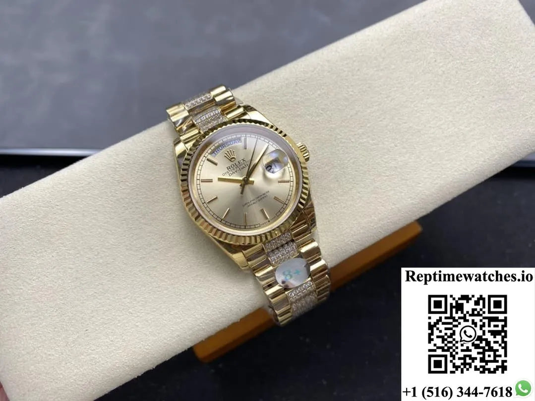 Rolex Day-Date M128238-0046 8+ Factory Blue Crystal Watch Mirror-Rep Time Watches