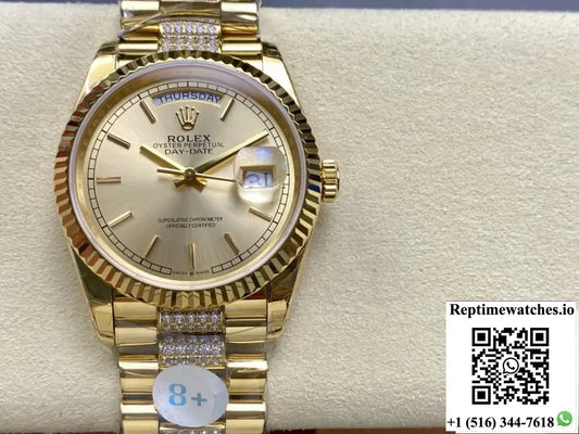 Rolex Day-Date M128238-0046 8+ factory blue crystal watch mirror
