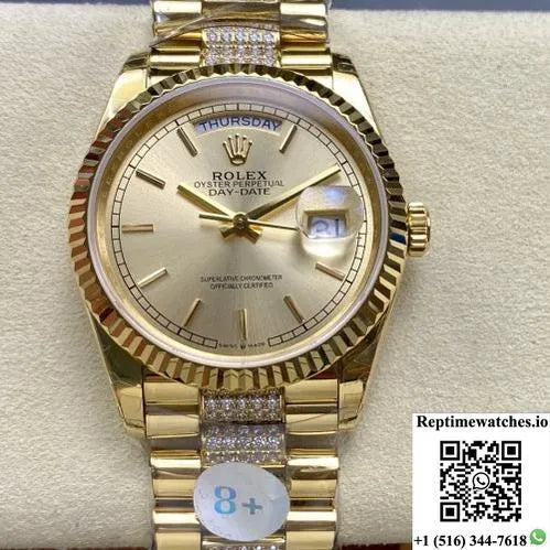 Rolex Day-Date M128238-0046 8+ Factory Blue Crystal Watch Mirror-Rep Time Watches