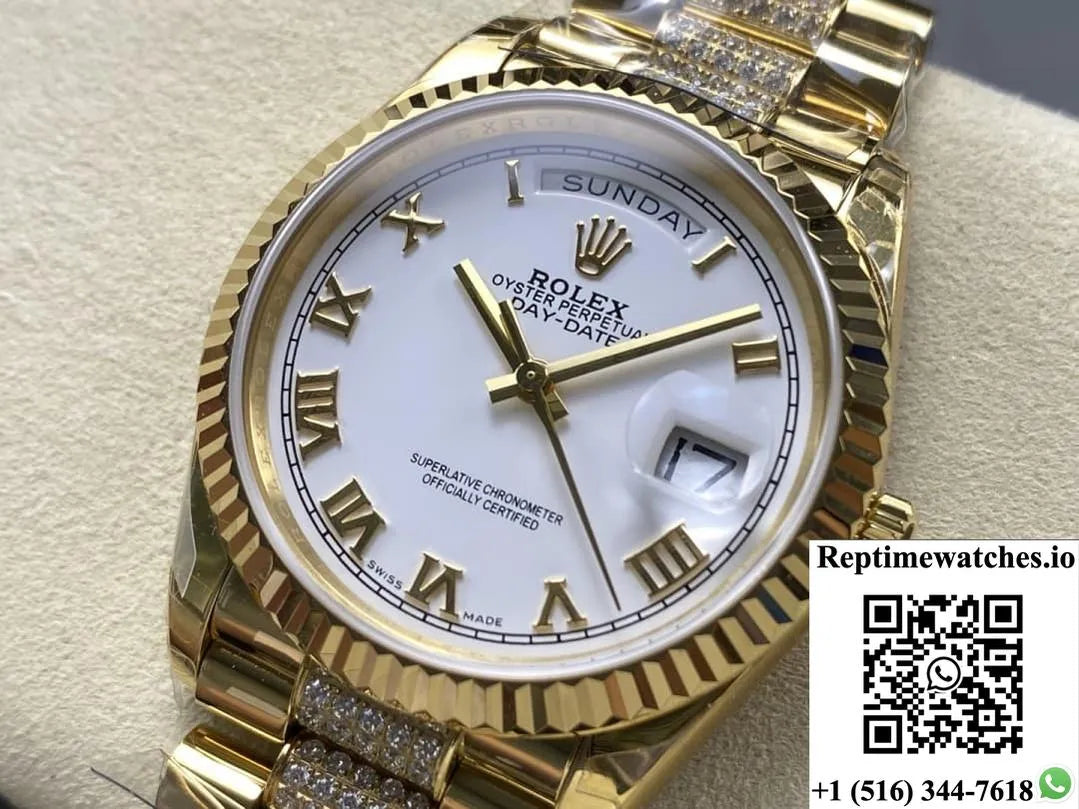 Rolex Day-Date M128238-0077 8+ Factory Gold Color Case-Rep Time Watches