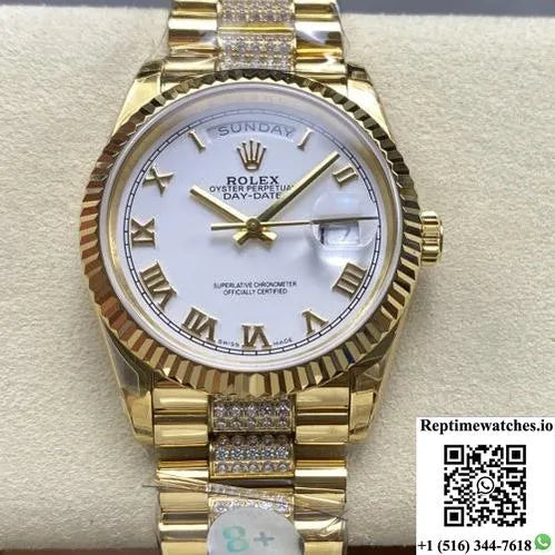 Rolex Day-Date M128238-0077 8+ Factory Gold Color Case-Rep Time Watches