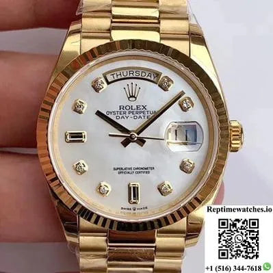 Rolex Day-Date M128238 Ew Factory White Dial Diamond Time Scale-Rep Time Watches