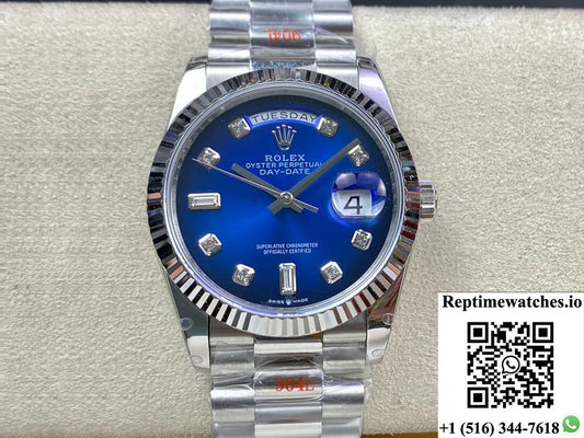 Rolex Day Date M128239-0023 36Mm Gm Factory Blue Dial-Rep Time Watches