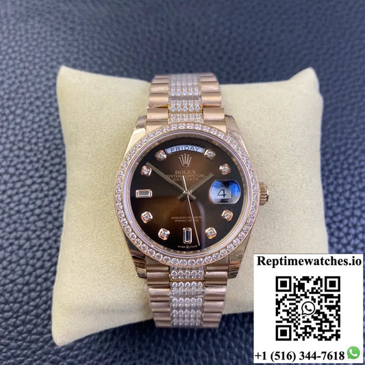 Rolex Day Date M128345rbr-0041 EW Factory Diamond Strap - Watches