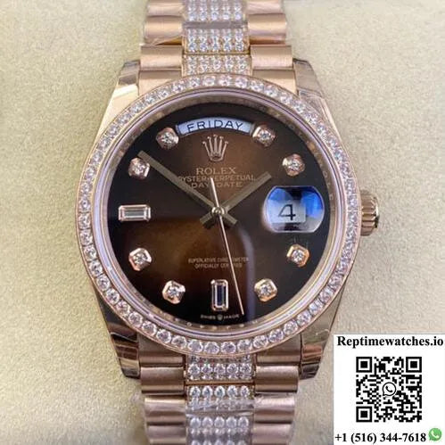 Rolex Day Date M128345Rbr-0041 Ew Factory Diamond Strap-Rep Time Watches