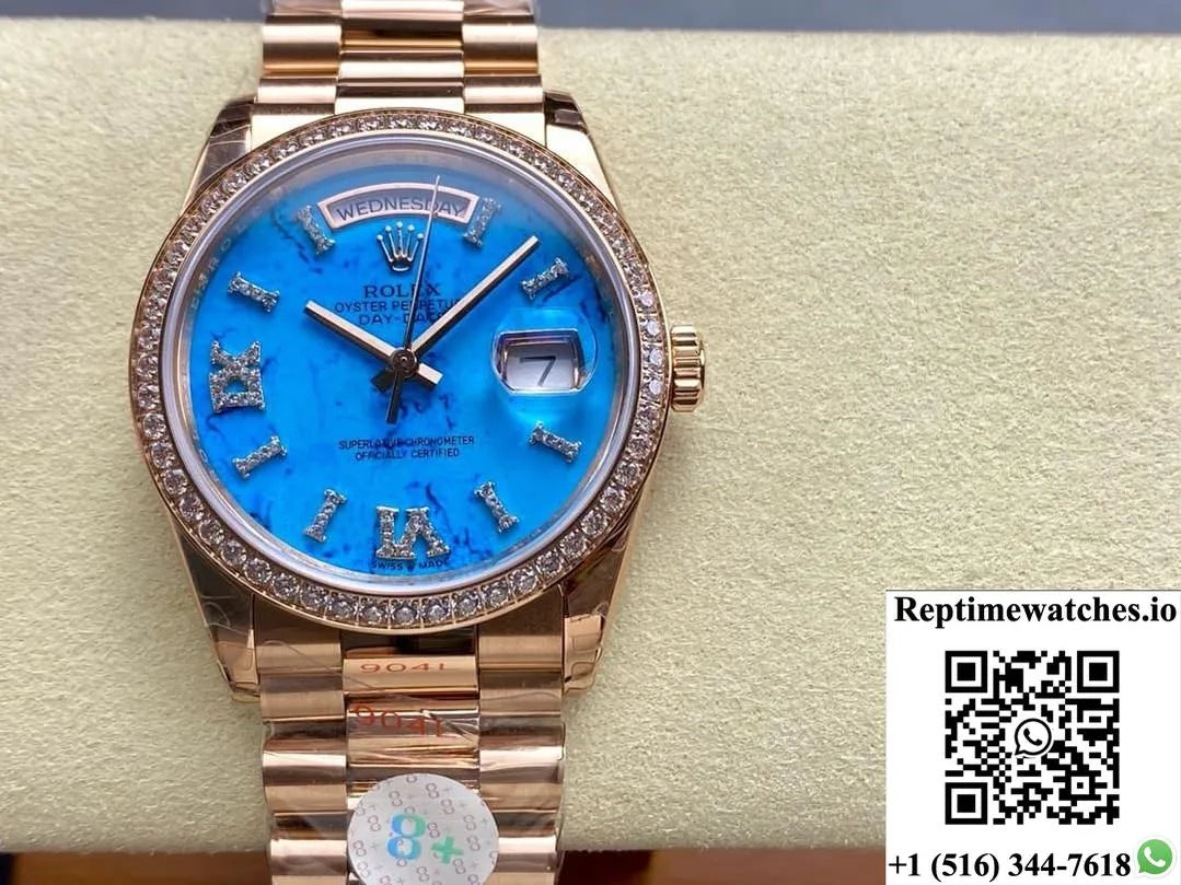 Rolex Day-Date M128345Rbr-0064 8+ Factory Solid Bottom Case Back-Rep Time Watches