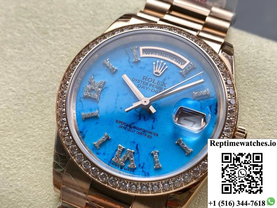 Rolex Day-Date M128345Rbr-0064 8+ Factory Solid Bottom Case Back-Rep Time Watches