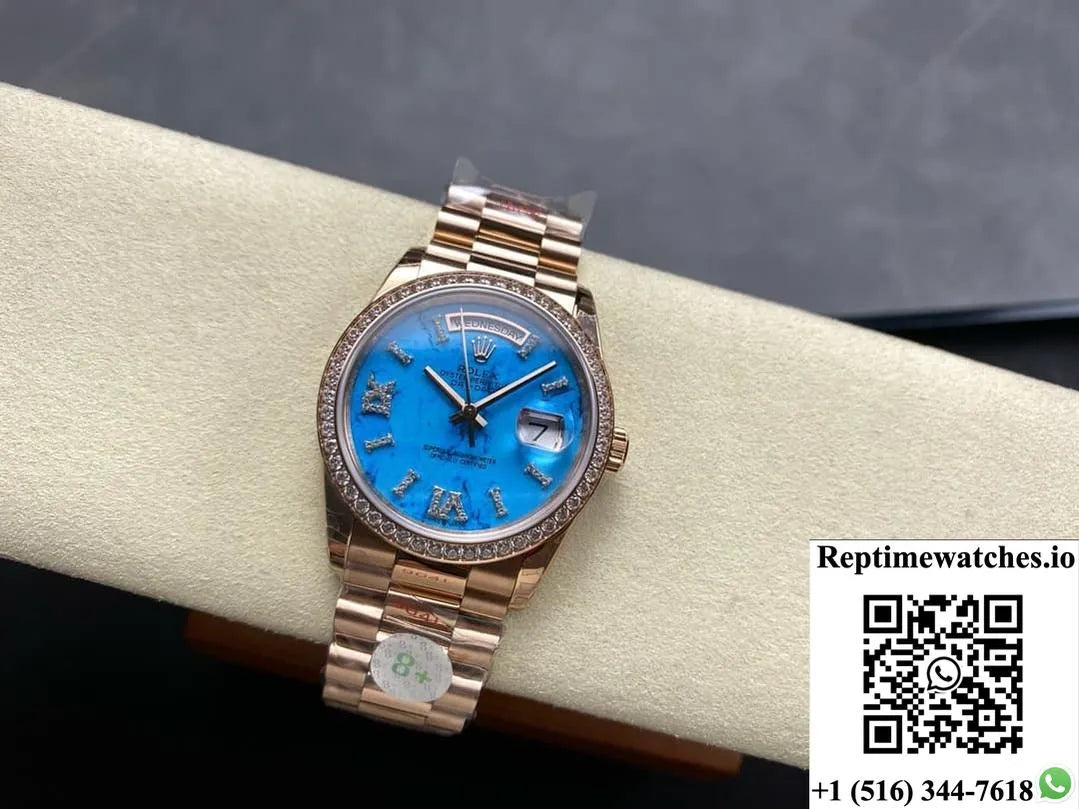 Rolex Day-Date M128345Rbr-0064 8+ Factory Solid Bottom Case Back-Rep Time Watches