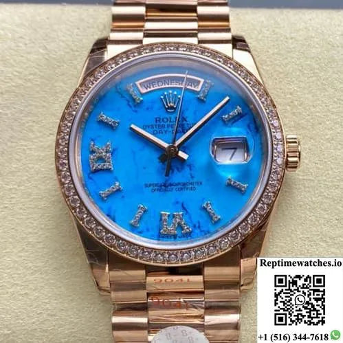 Rolex Day-Date M128345Rbr-0064 8+ Factory Solid Bottom Case Back-Rep Time Watches