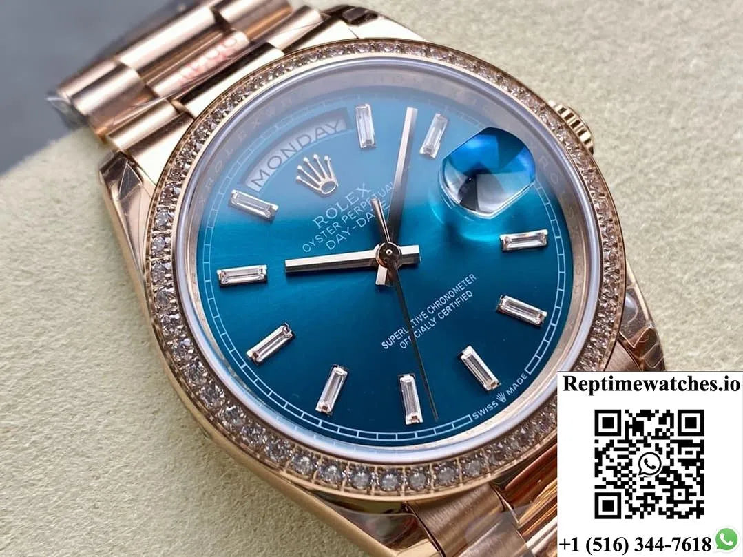 Rolex Day-Date M128345Rbr-0083 8+ Factory Diamond Bezel-Rep Time Watches