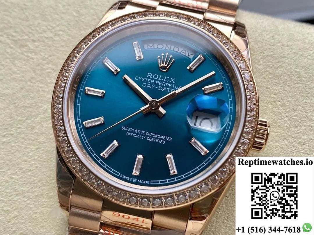 Rolex Day-Date M128345Rbr-0083 8+ Factory Diamond Bezel-Rep Time Watches