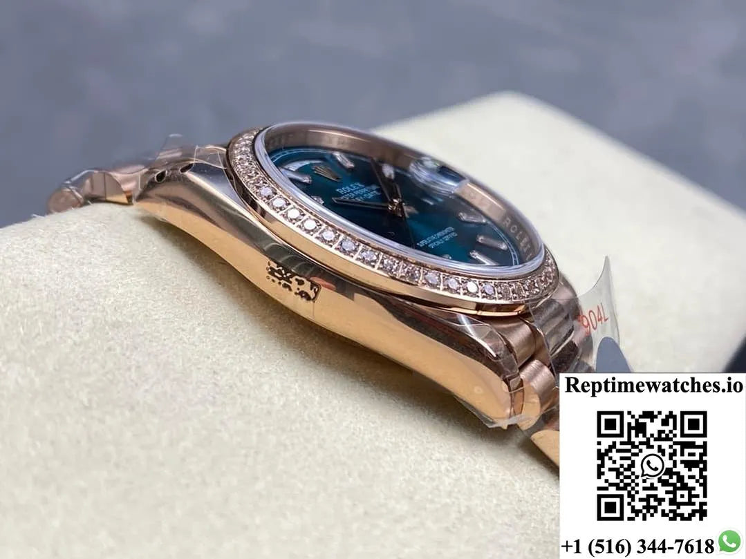 Rolex Day-Date M128345Rbr-0083 8+ Factory Diamond Bezel-Rep Time Watches