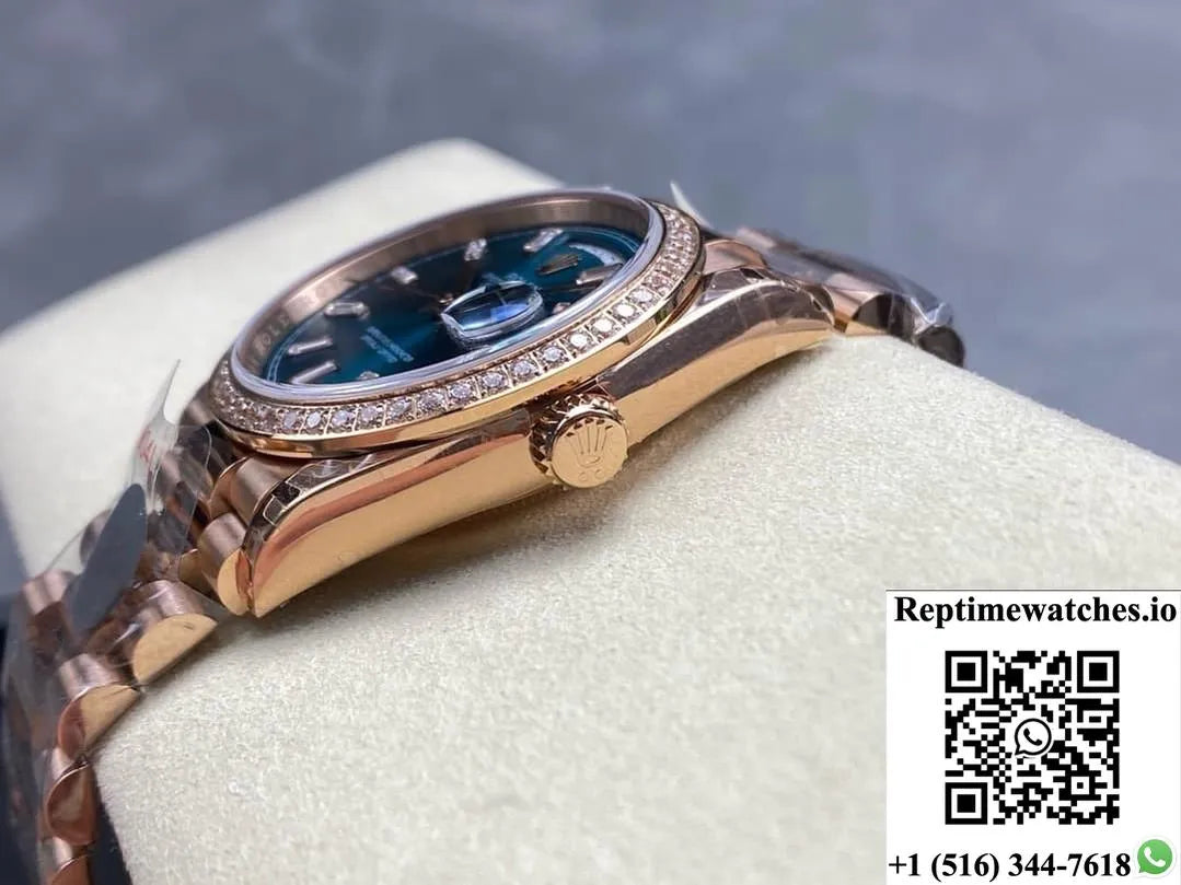 Rolex Day-Date M128345Rbr-0083 8+ Factory Diamond Bezel-Rep Time Watches