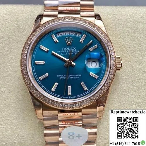 Rolex Day-Date M128345Rbr-0083 8+ Factory Diamond Bezel-Rep Time Watches