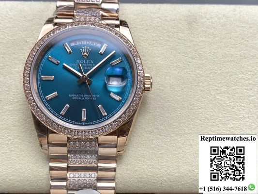 Rolex Day-Date M128345rbr-0084 8+ Factory Blue Crystal Watch Mirror