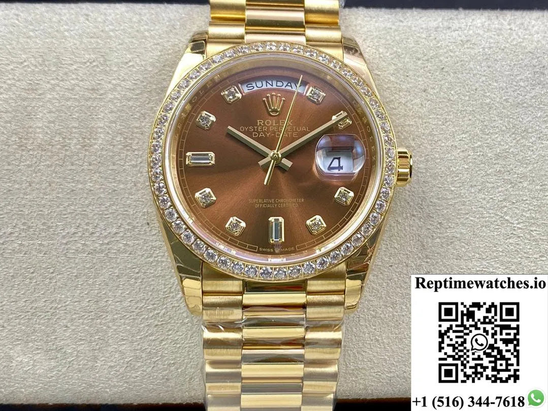 Rolex Day Date M128348Rbr-0005 Ew Factory Brown Dial-Rep Time Watches