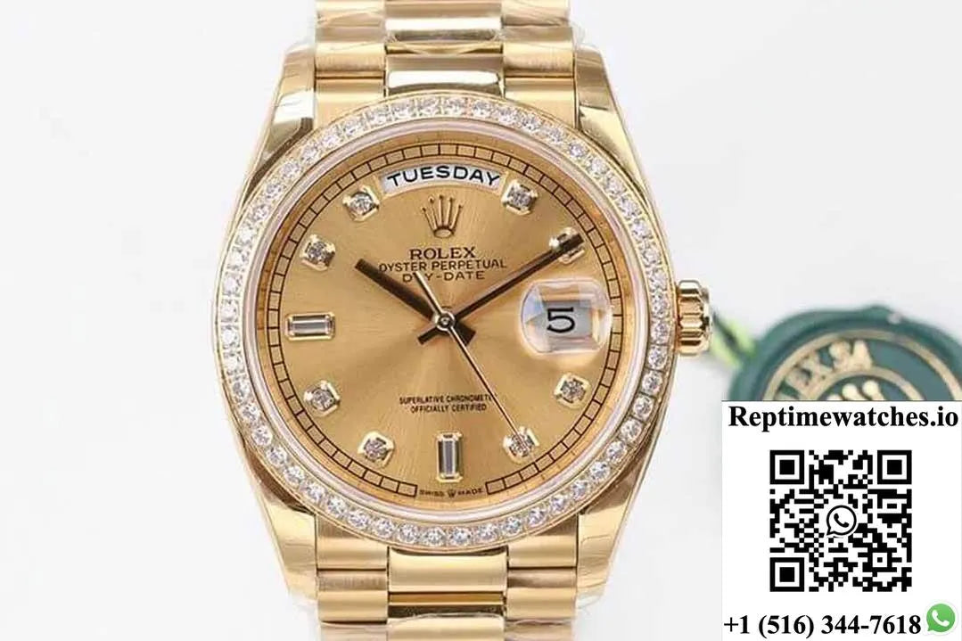 Rolex Day Date M128348Rbr-0008 Ew Factory Yellow Gold-Rep Time Watches