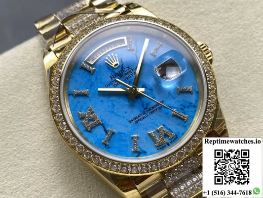 Rolex Day-Date M128348RBR-0038 8+ Factory Diamond Hour Markers