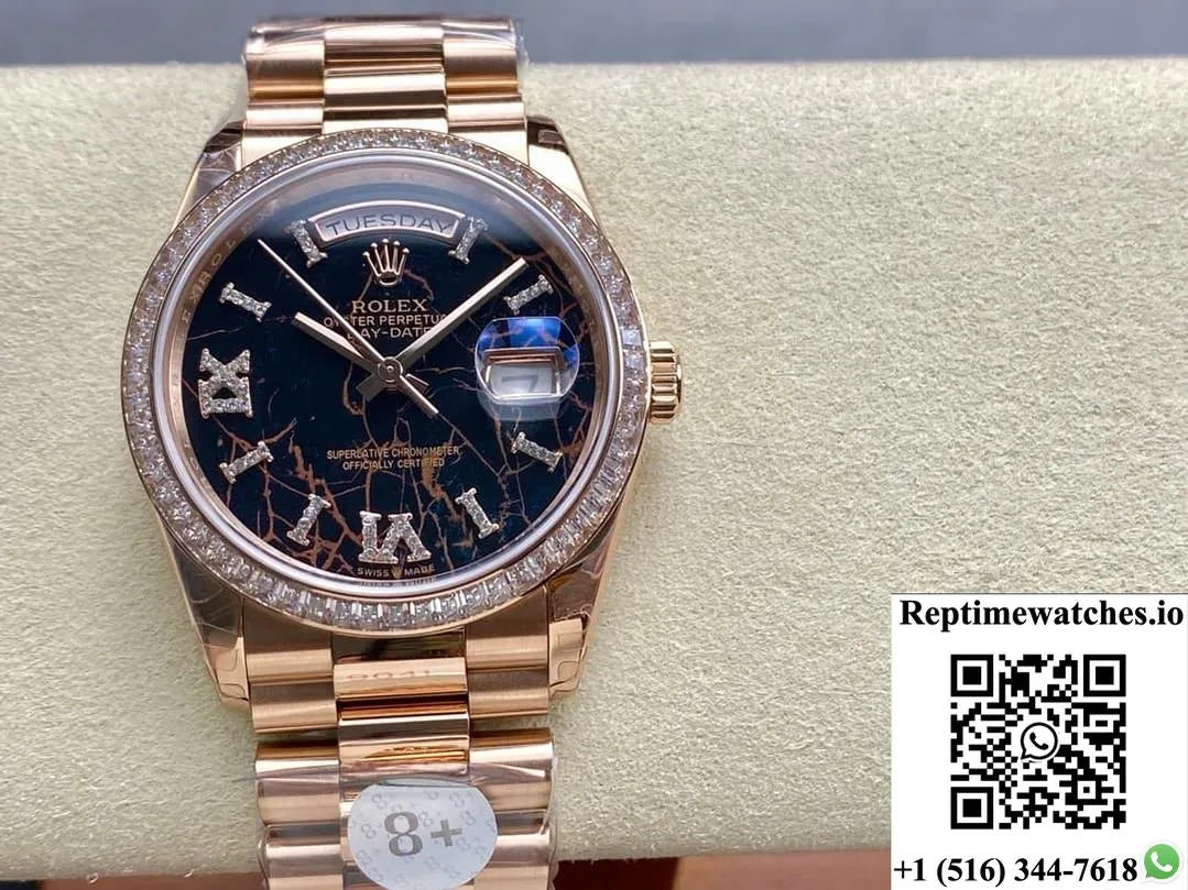 Rolex Day-Date M128395Tbr-0010 8+ Factory Diamond Hour Markers-Rep Time Watches