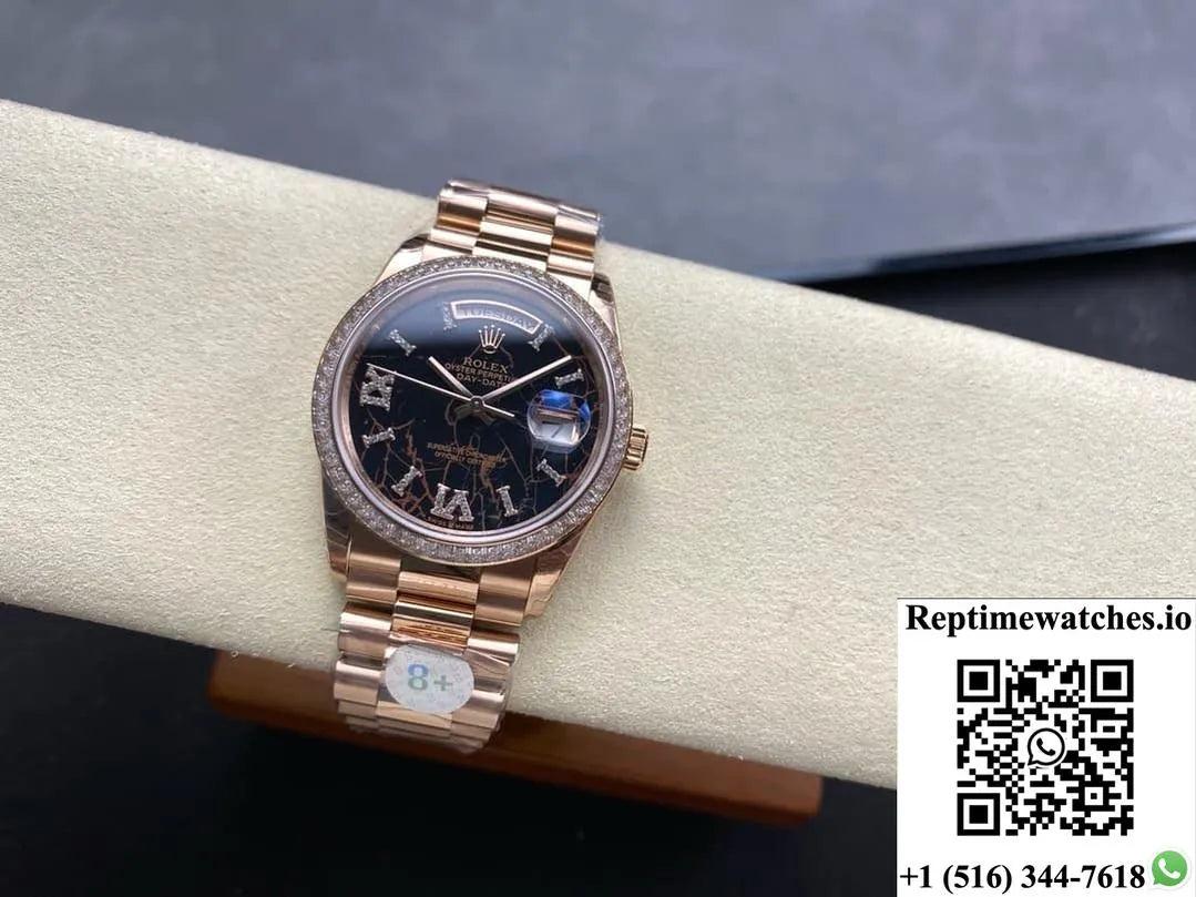 Rolex Day-Date M128395Tbr-0010 8+ Factory Diamond Hour Markers-Rep Time Watches