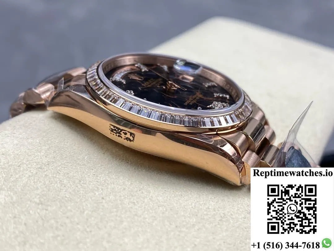 Rolex Day-Date M128395Tbr-0010 8+ Factory Diamond Hour Markers-Rep Time Watches