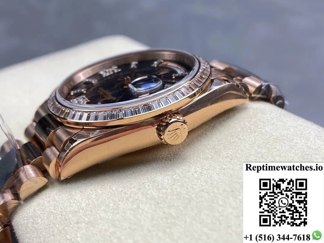 Rolex Day-Date M128395Tbr-0010 8+ Factory Diamond Hour Markers-Rep Time Watches