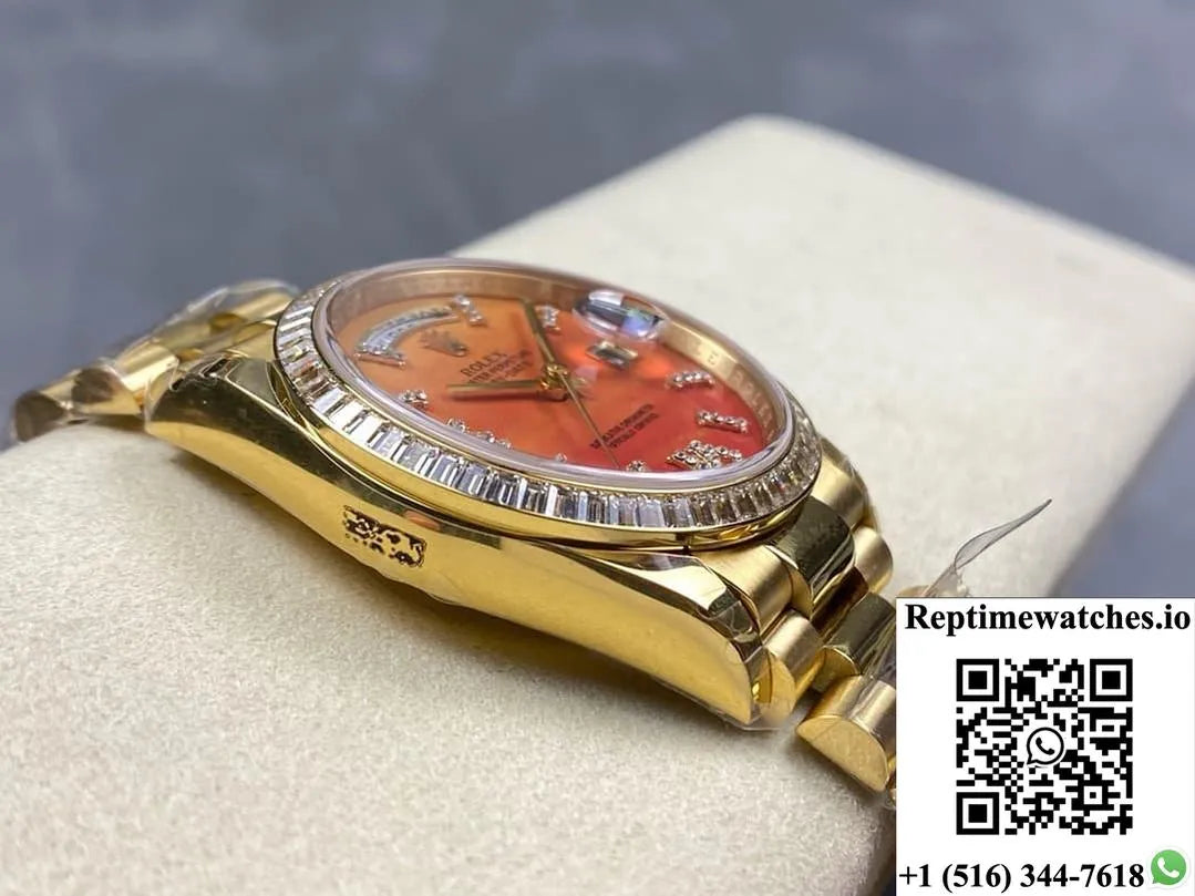 Rolex Day-Date M128398Tbr-0018 8+ Factory Gold Case-Rep Time Watches