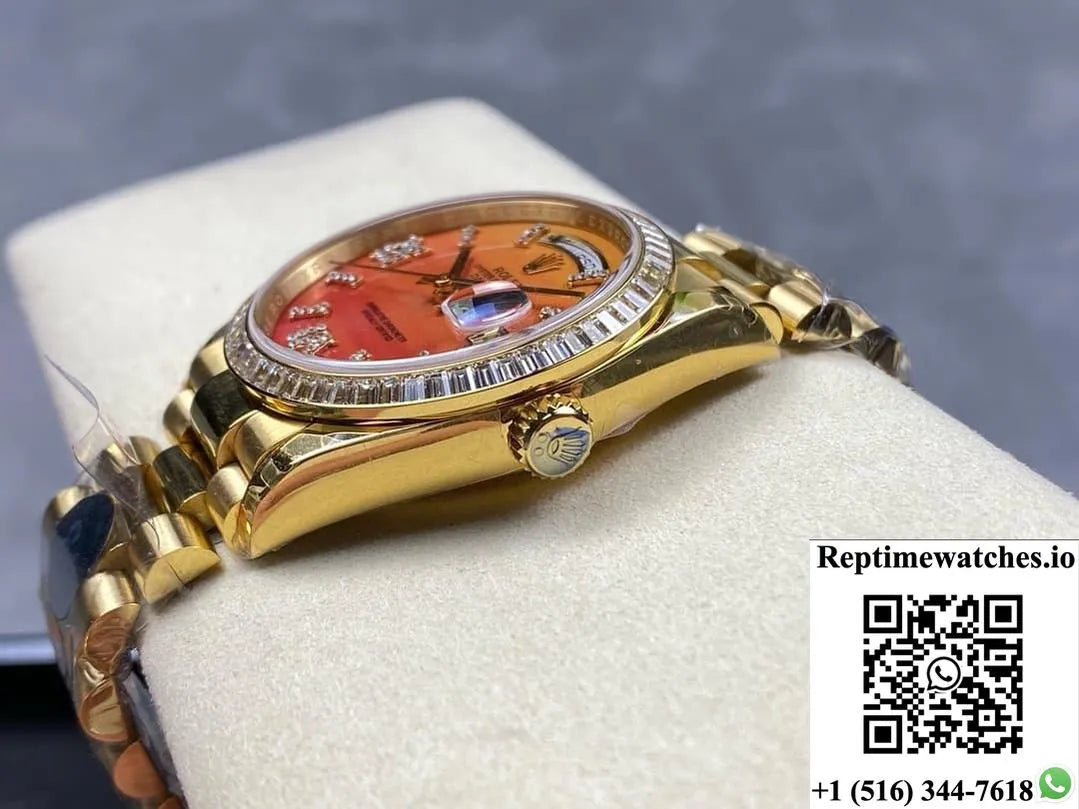 Rolex Day-Date M128398Tbr-0018 8+ Factory Gold Case-Rep Time Watches