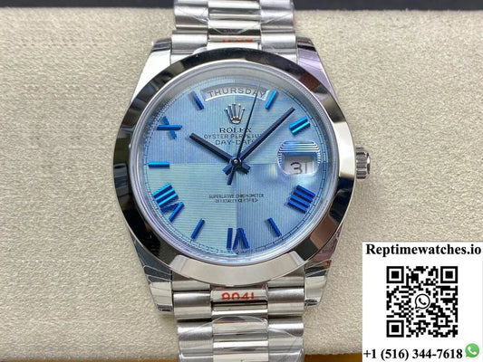 Rolex Day Date M228206-0001 Ew Factory Blue Dial-Rep Time Watches