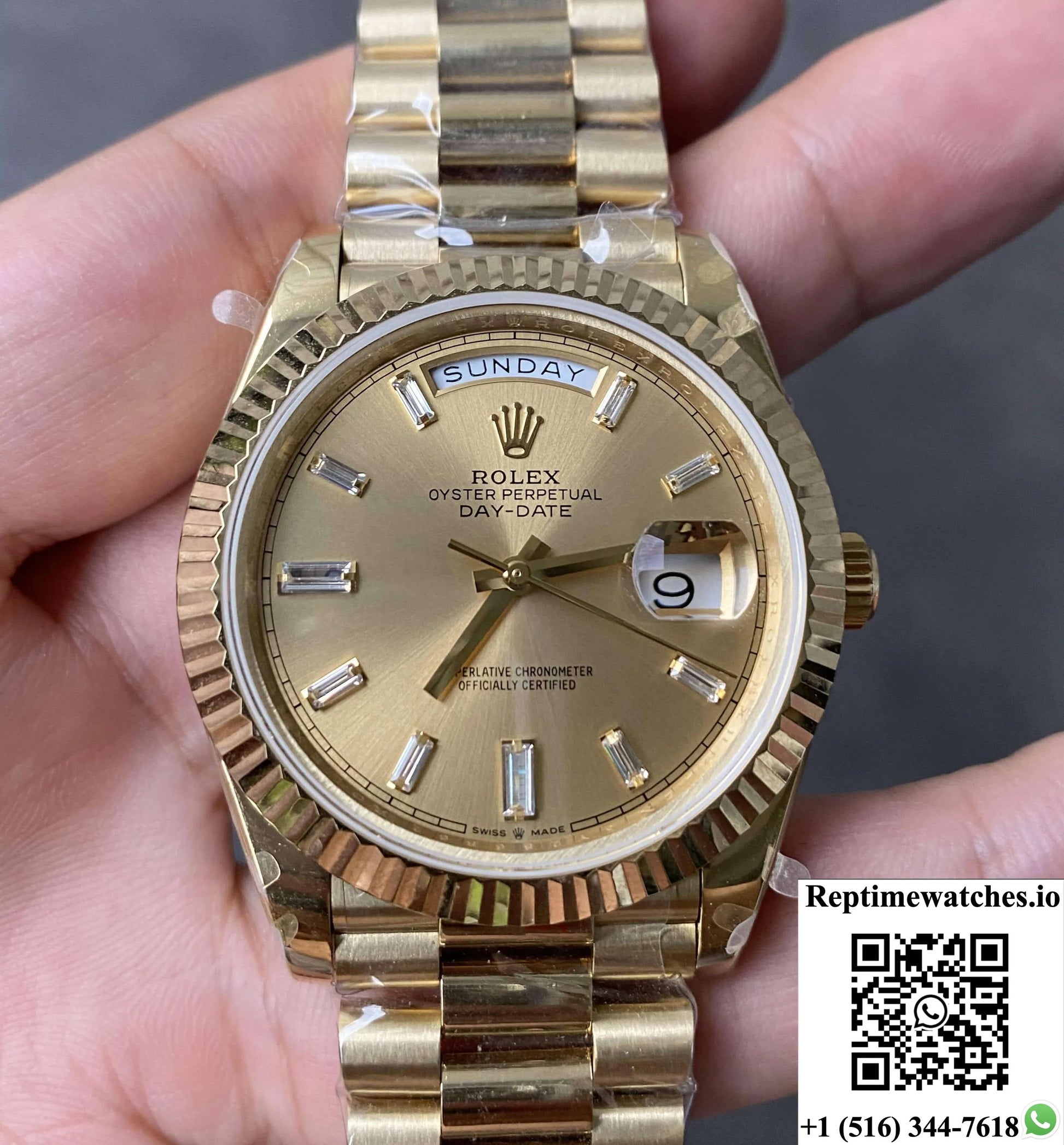 Rolex Day Date M228238-0005 Gm Factory V2 Gold Dial-Rep Time Watches