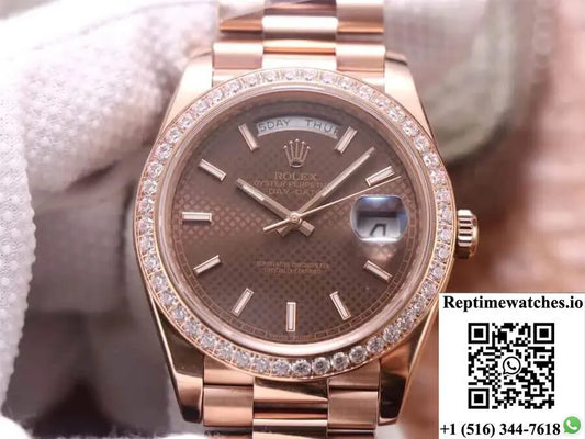 Rolex Day-Date M228345Rbr-0005 Ew Factory Chocolate Color Dial-Rep Time Watches