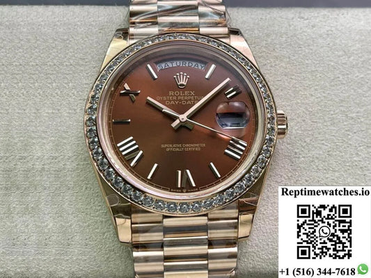 Rolex Day Date M228345Rbr-0009 Ew Factory Rose Gold-Rep Time Watches