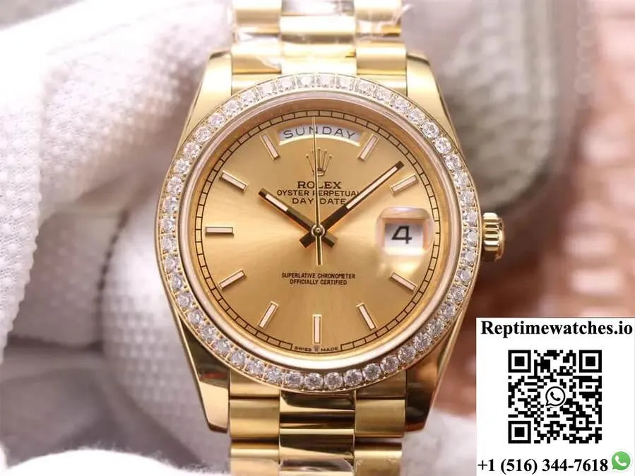 Rolex Day-Date M228348Rbr-0008 Ew Factory Champagne Dial-Rep Time Watches