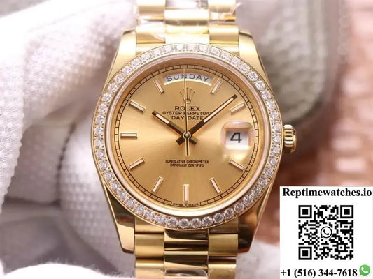 Rolex Day-Date M228348Rbr-0008 Ew Factory Champagne Dial-Rep Time Watches