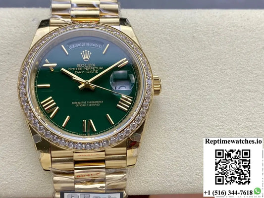 Rolex Day-Date m228348rbr-0040 QF Factory Diamond-Set Bezel