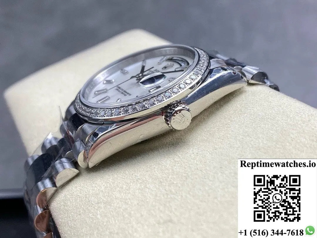 Rolex Day-Date Model M228349Rbr-0046 8+ Factory White Dial-Rep Time Watches