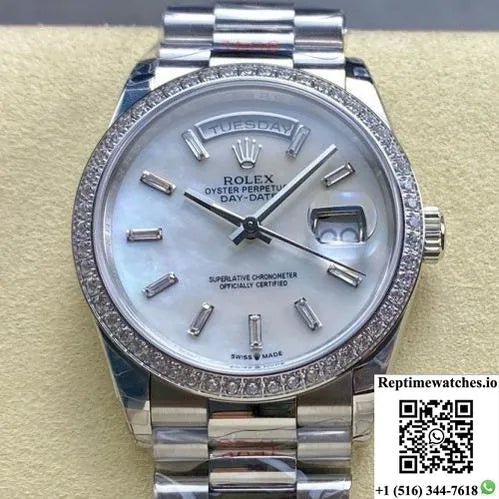Rolex Day-Date Model M228349Rbr-0046 8+ Factory White Dial-Rep Time Watches