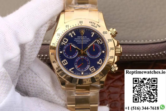Rolex Daytona Cosmograph 116528 Jh Factory Full Gold Blue Dial-Rep Time Watches