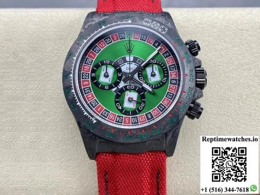 Rolex Daytona Cosmograph Carbon Fiber Diw Custom Version Noob Factory Green Dial - Watches