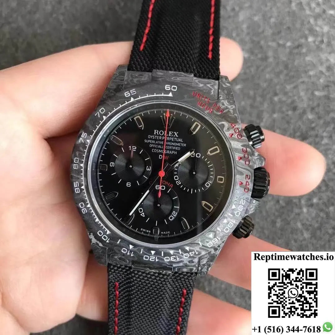 Rolex Daytona Cosmograph Carbon Fiber Diw Customized Version Noob Factory Black Dial-Rep Time Watches