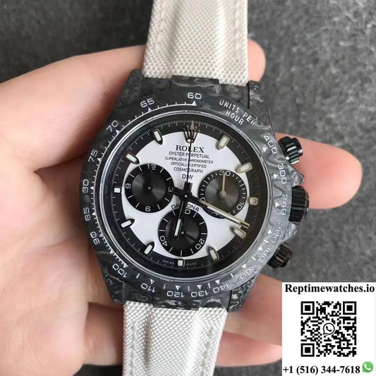 Rolex Daytona Cosmograph Carbon Fiber Diw Customized Version Noob Factory White Dial-Rep Time Watches