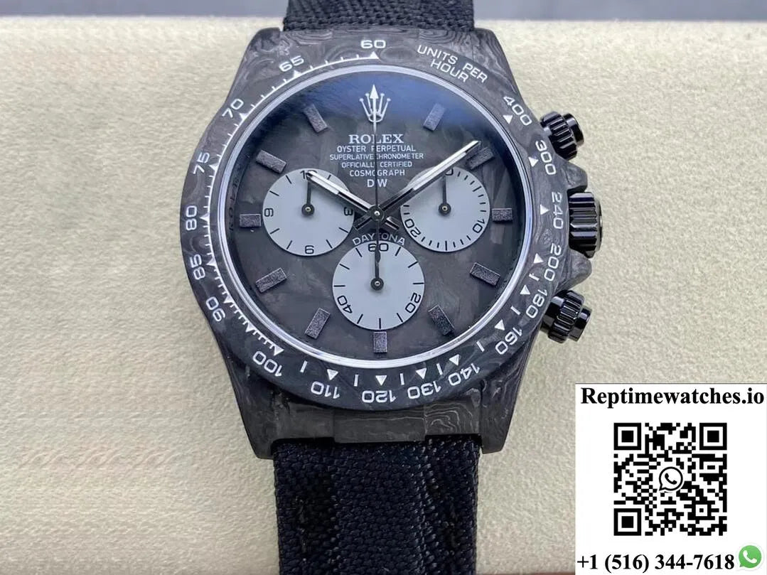 Rolex Daytona Cosmograph Diw Custom Version Noob Factory Black Strap-Rep Time Watches