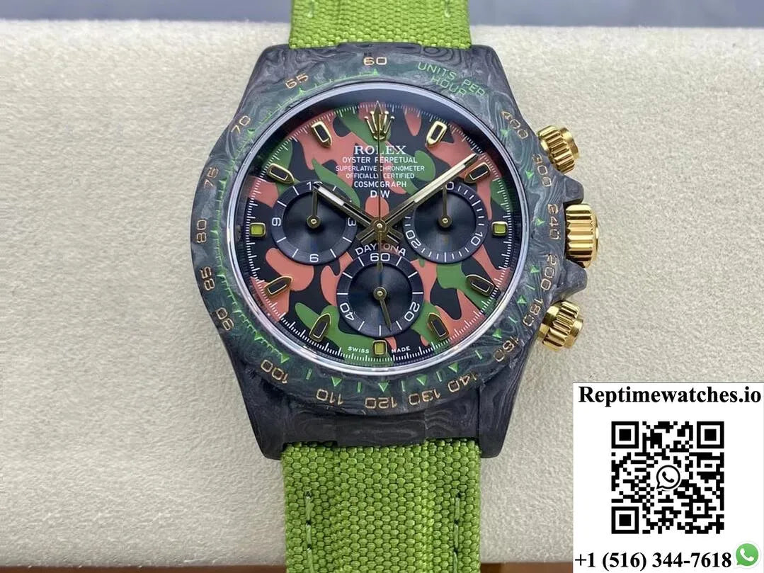 Rolex Daytona Cosmograph Diw Custom Version Noob Factory Green Strap-Rep Time Watches