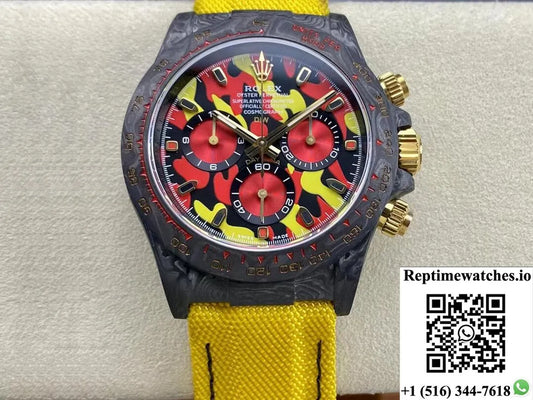 Rolex Daytona Cosmograph Diw Custom Version Noob Factory Yellow Strap-Rep Time Watches