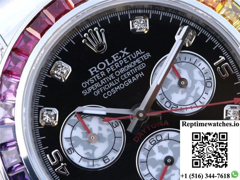Rolex Daytona Cosmograph Rainbow 116595Rbow Bl Factory Black Dial-Rep Time Watches