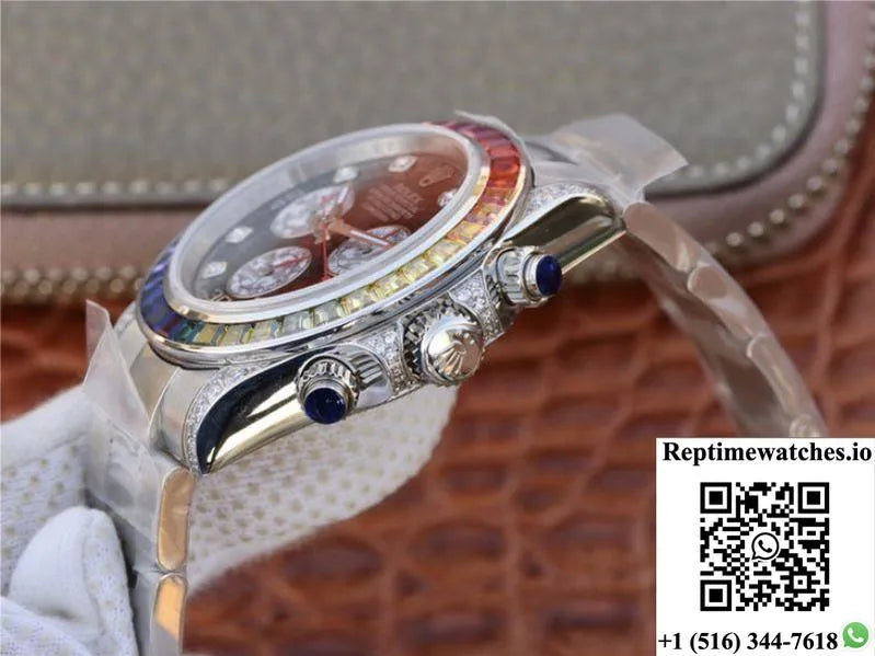 Rolex Daytona Cosmograph Rainbow 116595Rbow Bl Factory Black Dial-Rep Time Watches