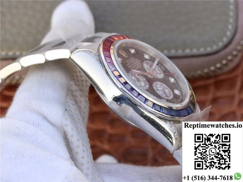 Rolex Daytona Cosmograph Rainbow 116595Rbow Bl Factory Black Dial-Rep Time Watches