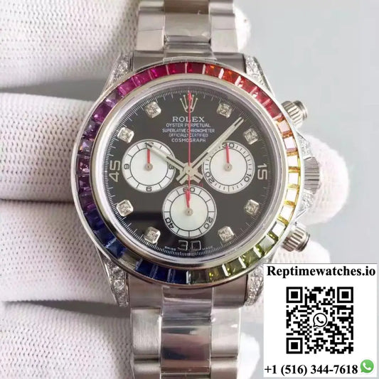 Rolex Daytona Cosmograph Rainbow 116595RBOW BL Factory Black Dial - Watches