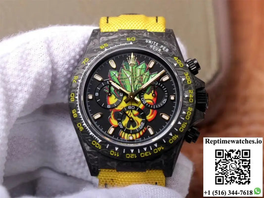 Rolex Daytona Cosmos Chronograph Carbon Fiber Edition Color Skull Dial AI Factory